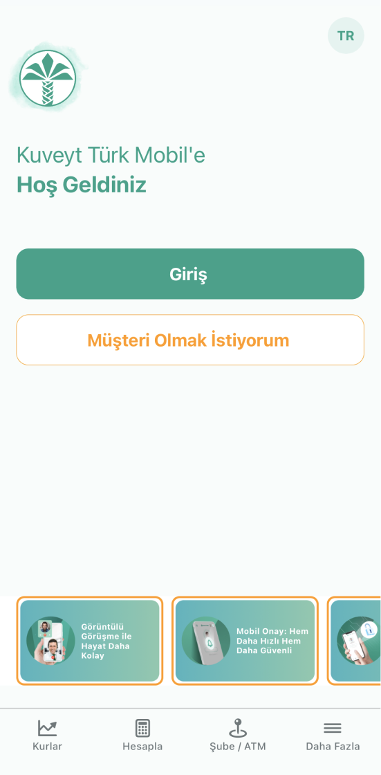 Kuveyt Türk Mobil'i indirin ve Müşteri Ol butonuna tıklayın.