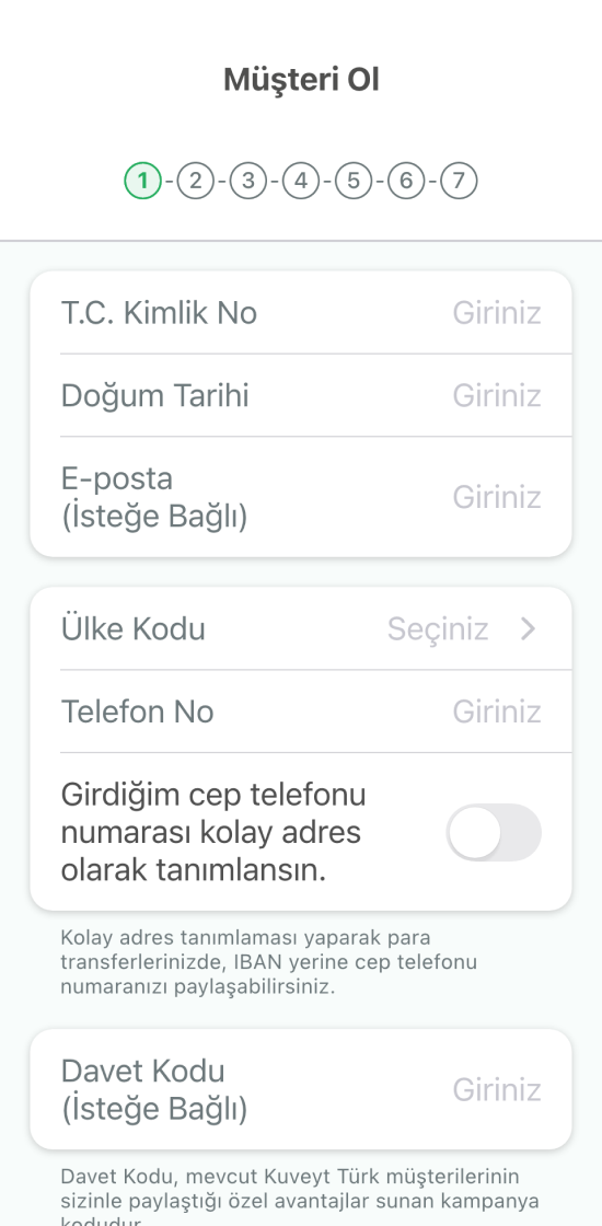 Başvuru formunu doldurun.