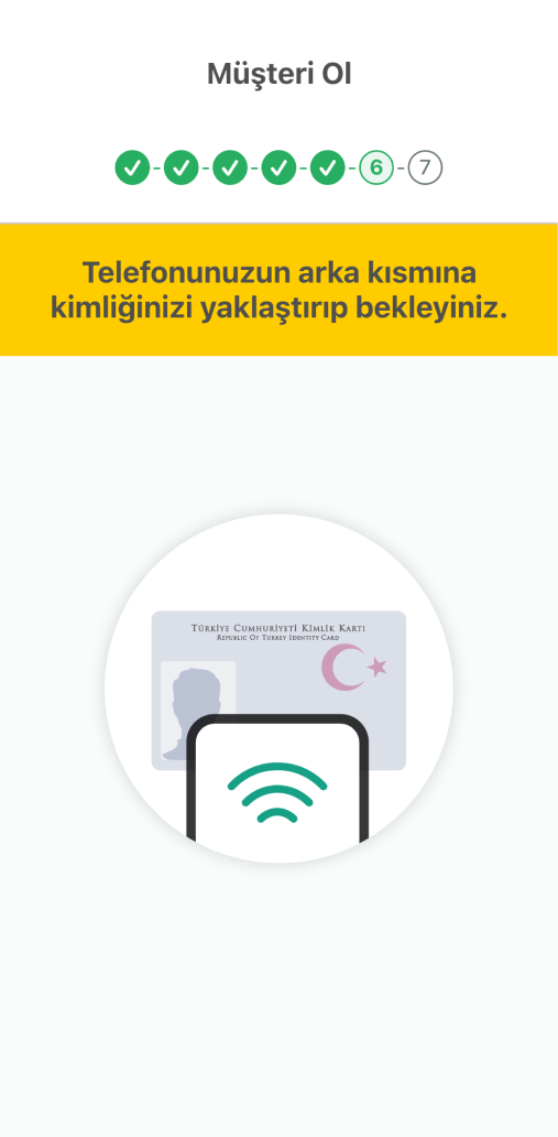 Kimlik kartınızı telefonunuza yaklaştırarak NFC ile bilgilerin okunmasını sağlayın.