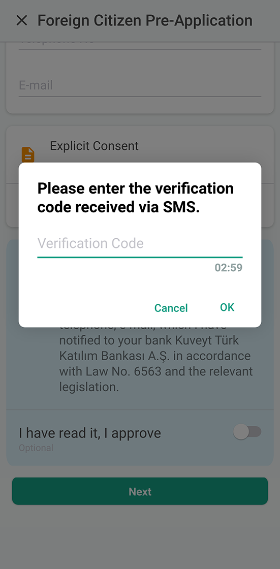 Submit the necessary documents according to your identity type (YKN, VKN, Blue Card) before the video call.