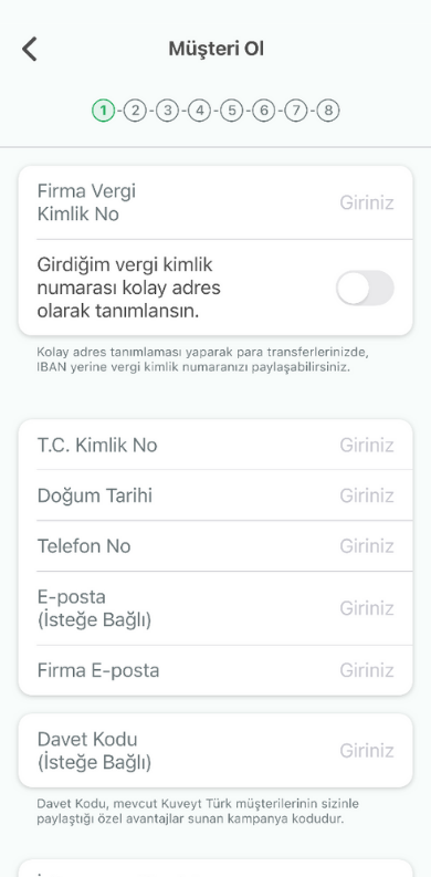Başvuru formunu doldurun.