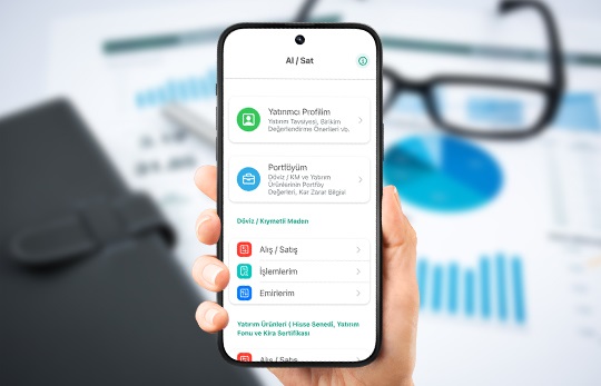 Telefon ekranında açık olan Kuveyt Türk Mobil uygulamasının al/sat sayfası 
