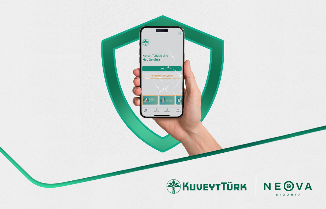 Kuveyt Türk mobil uygulaması ve güvenliği simgeleyen kalkan