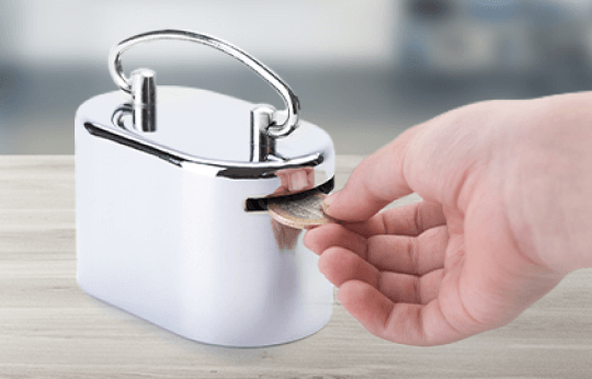 the hand that throws money into the moneybox