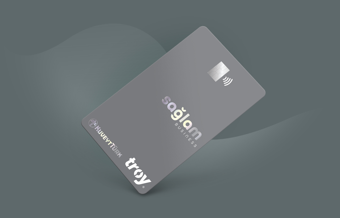 Sağlam Business Card on grey background