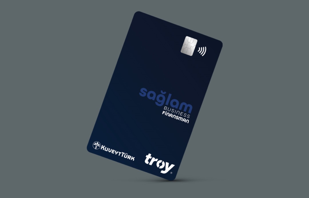 Sağlam Business Finance Card on grey background