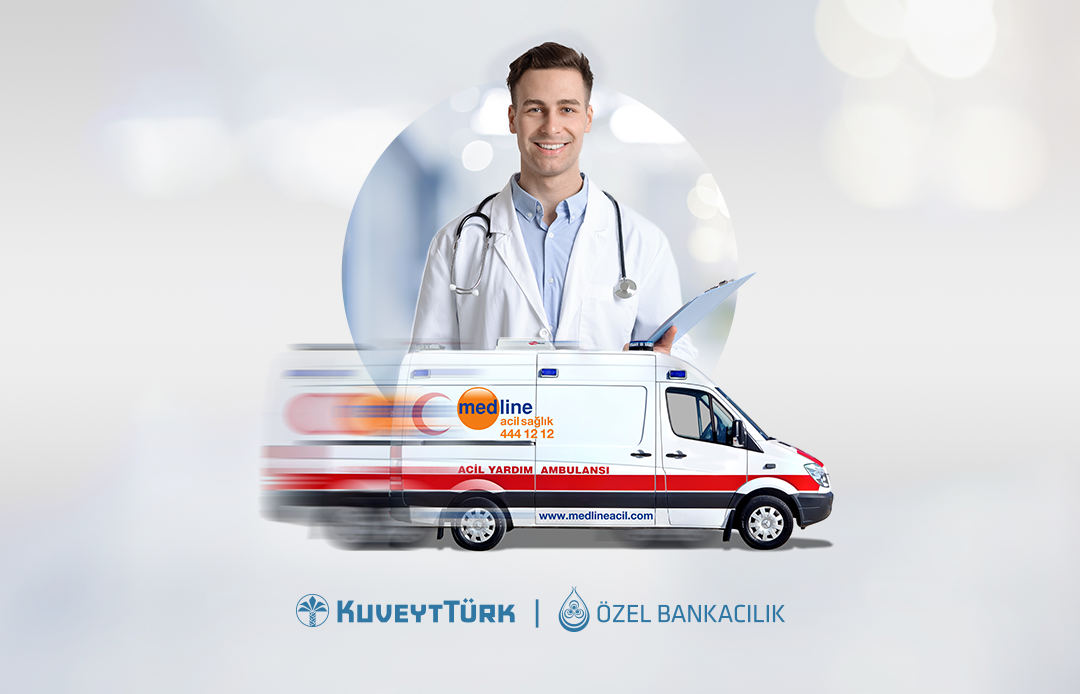 Doktor görseli ve acil yardım ambulansı
