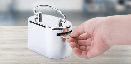 the hand that throws money into the moneybox