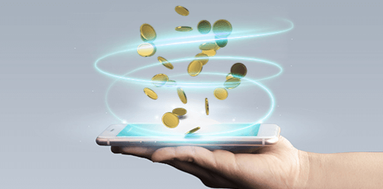 coins are spinning on the phone
